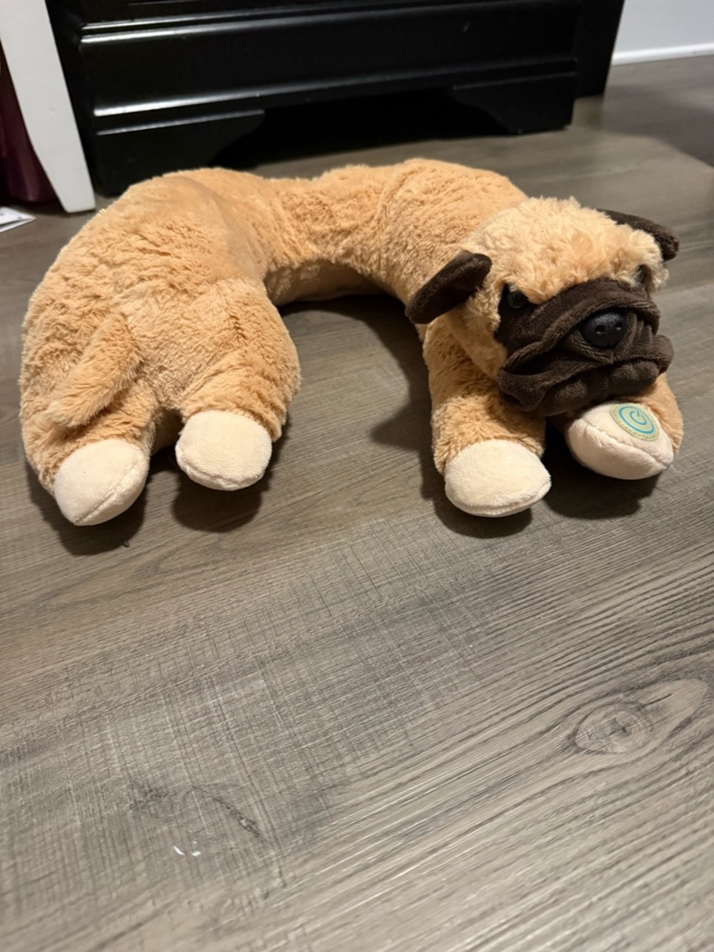 Plush Pug Massaging Neck Pillow - Tan Comfort Travel Pillow